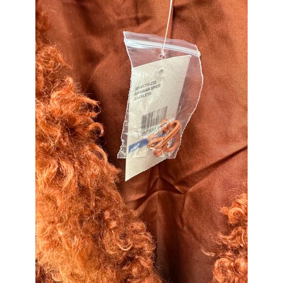 JS Collections Faux Fur Jacket XL Arabian Spice Rust Brown Cozy Teddy Coat NWT - Picture 7 of 9